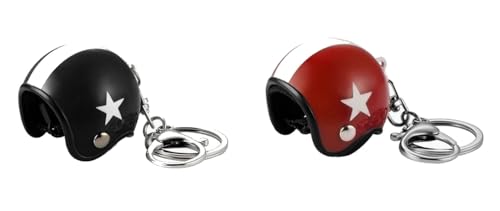 Set de 2 gran llavero joyas de bolsa casco Moto negro y rojo.