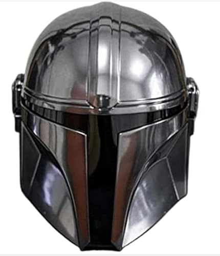 SHINER HANDICRAFTS Armor Helmet Mandalorian Helmet Star Wars Helmet Costume Theater Role-Play Armour Helmet, Silver, XL