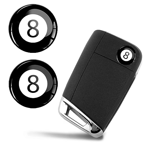 SkinoEu 2 pegatinas de 14 mm de diámetro con bola de billar negra número 8 llaves emblema pegatinas para mando a distancia Auto Moto Logo Key Badge Tuning KS 148