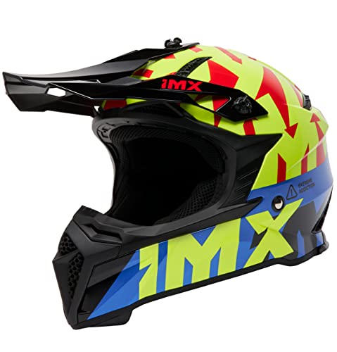 IMX RACING FMX-02 Casco de Moto Offroad 2 Tamaños EPS Emergencia Almohadillas Removibles para Las mejillas Visor Ajustable Forro removible