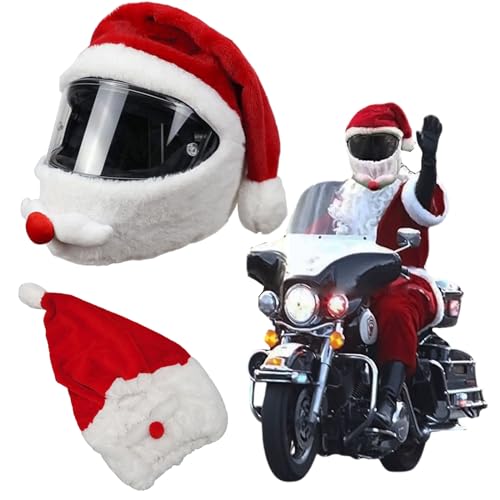 Funda para casco de moto de Papá Noel, casco de moto de Navidad, cubierta completa de Navidad, gorro de Navidad universal, accesorio para casco de moto, escudo protector de Navidad