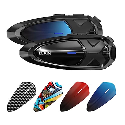LEXIN 2X GTX Intercomunicador Casco Moto Bluetooth, Sistema Comunicación Casco de 10 Vías, Manos Libres Moto, Audio Multitarea, Auriculares Bluetooth Impermeable para Moto/ATV/Bicicleta