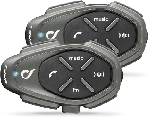 Interphone Tour - Bluetooth Auriculares Manos Libres para Casco Moto, para 4 Motoristas, Rango de 1,5 Km, hasta 25 Horas, Radio FM, MP3, GPS, IP67, Universal