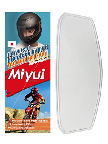MIYUI JAPAN Película Protectora antivaho Universal para Casco de Motocicleta, Inserto de Lente de Visera Transparente Resistente a la Niebla 9,7 cm x 25,5 cm