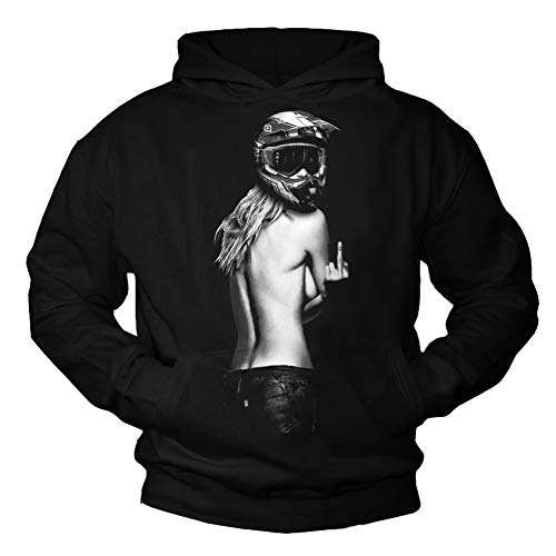 MAKAYA Sweatshirt con Capucha Hombre - Sudadera Motocross Regalo Moto Ropa Motera Negra L