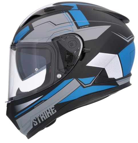 Shiro Helmets Casco Integral SH605 Shadow Strike Azul y Gris 22.06 con Gafas Solar (L)