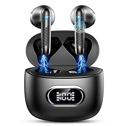 Drsaec Auriculares Inalámbricos Bluetooth 5.3 con HD Mic, 2022 Nueva HiFi Estéreo, Cascos In-Ear, IP7 Impermeable 42H Cancelación de Ruido, Pantalla LED, USB-C