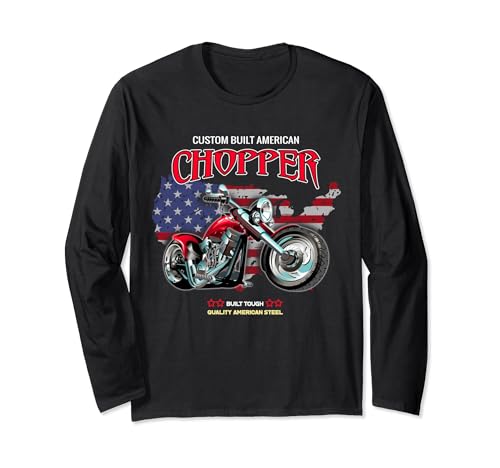 Red American Chopper Motorcycle Custom Built USA Steel Manga Larga