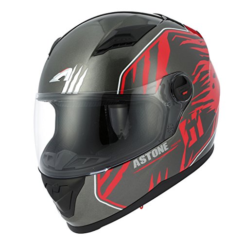 Astone Helmets - Casque intégral GT2 Graphic Predator - Casque idéal milieu urbain - Casque intégral en polycarbonate - Black/red XS