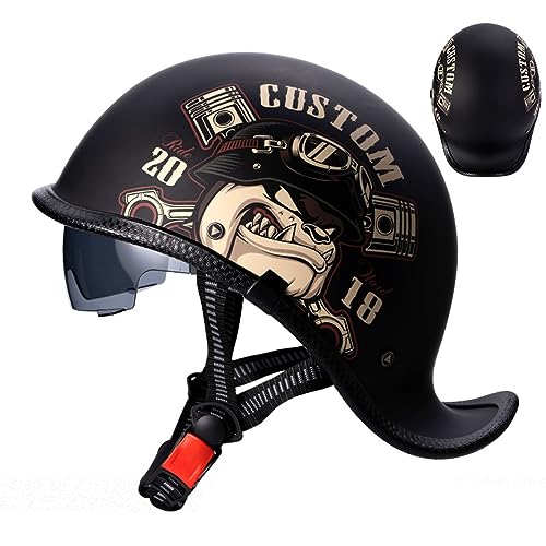 Retro Scoop Casco Moto Abierto,Medio Casco Gorra Béisbol Estilo Casco Moto Jet Half-Helmet,Certificado ECE Casco Scooter Casco Retro Personalizado Cascos De Moto Hombre Mujer A,XL=61-62cm