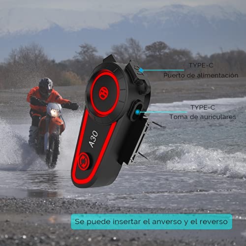 Charmin intercomunicador Casco Moto,con Sistema de ComunicaciÃ³N Manos Libres y FunciÃ³N de ReducciÃ³N deRuidopara unaVariedaddMontados en Casco,Auriculares Intercomunicador Moto Bluetooth