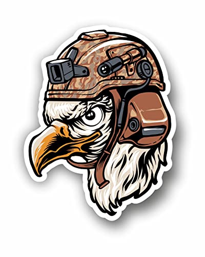 AMA SHOP Pegatina troquelada águila con casco militar | pegatinas para coche | pegatinas para casco, moto, caravana | Adhesivo de PVC para decoración de pared, pared