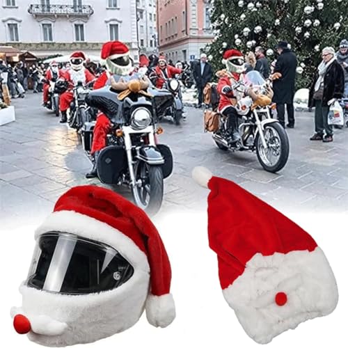 Funda para casco de moto de Papá Noel, casco de moto de Navidad, cubierta completa de Navidad, gorro de Navidad universal, accesorio para casco de moto, escudo protector de Navidad