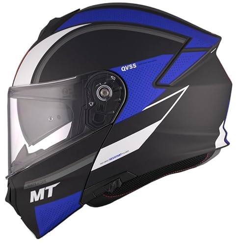 MT Helmet Casco Abatible Genesis Talla M (57/58) Modelo Talo Negro Mate Y Azul con homologacion 22.06