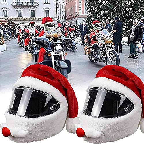 2 fundas para casco de motocicleta, casco de Navidad de Papá Noel para motocicleta, cubierta de protección personalizada para cascos completos, casco de Santa Claus (sin casco)
